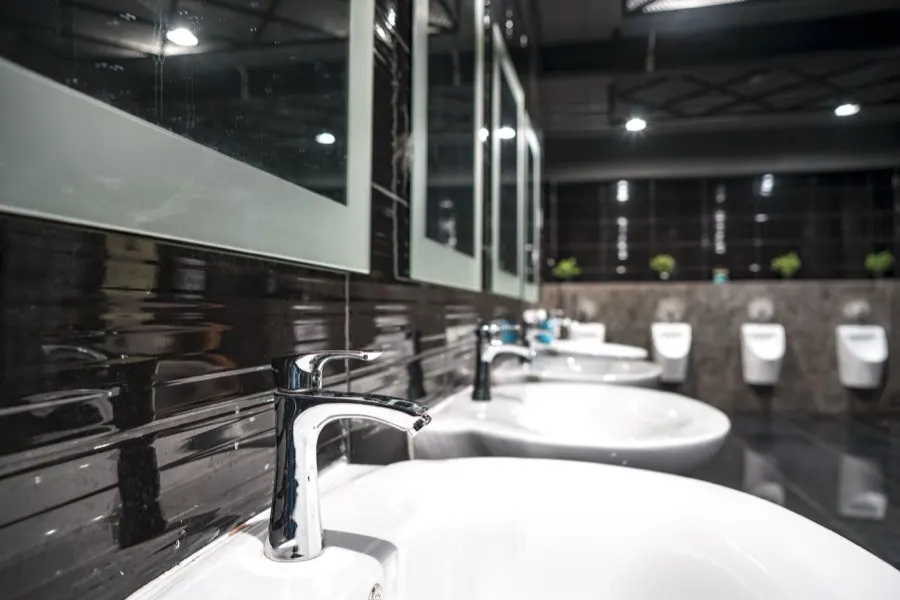 Commercial restroom plumbing fixtures